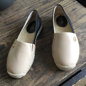 Michael Kors Kendrick Leather Slip-On Espadrilles BNWT in Cream and Black